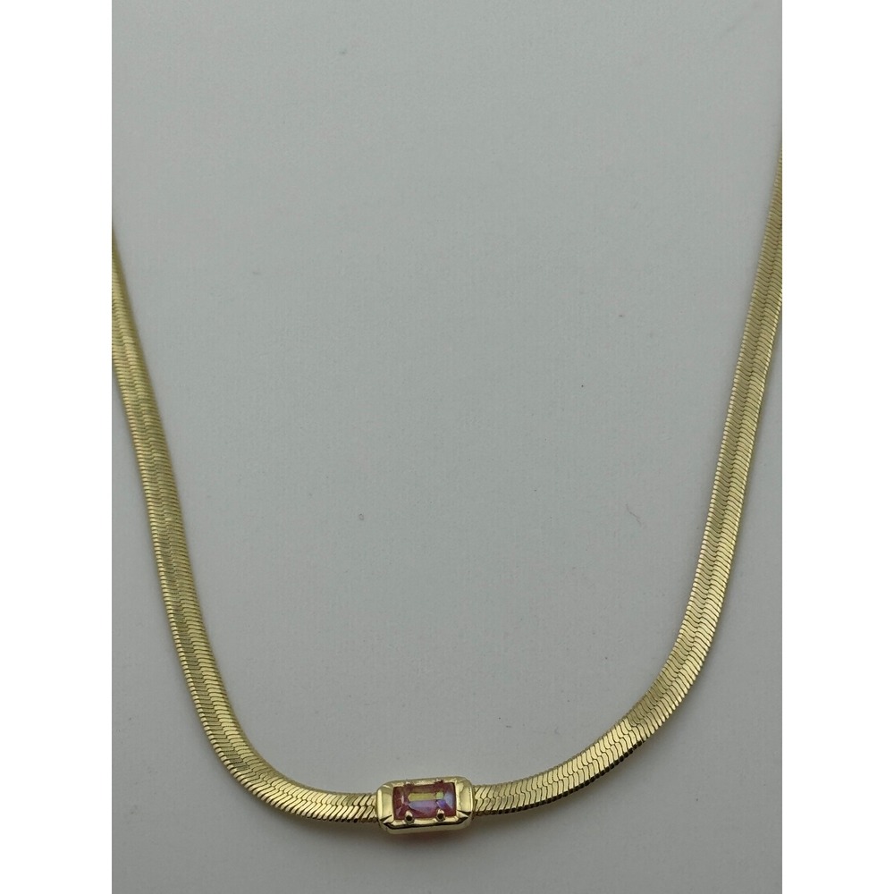 Kendra Scott Serena Herringbone‎ Gold Tone Necklace Pink